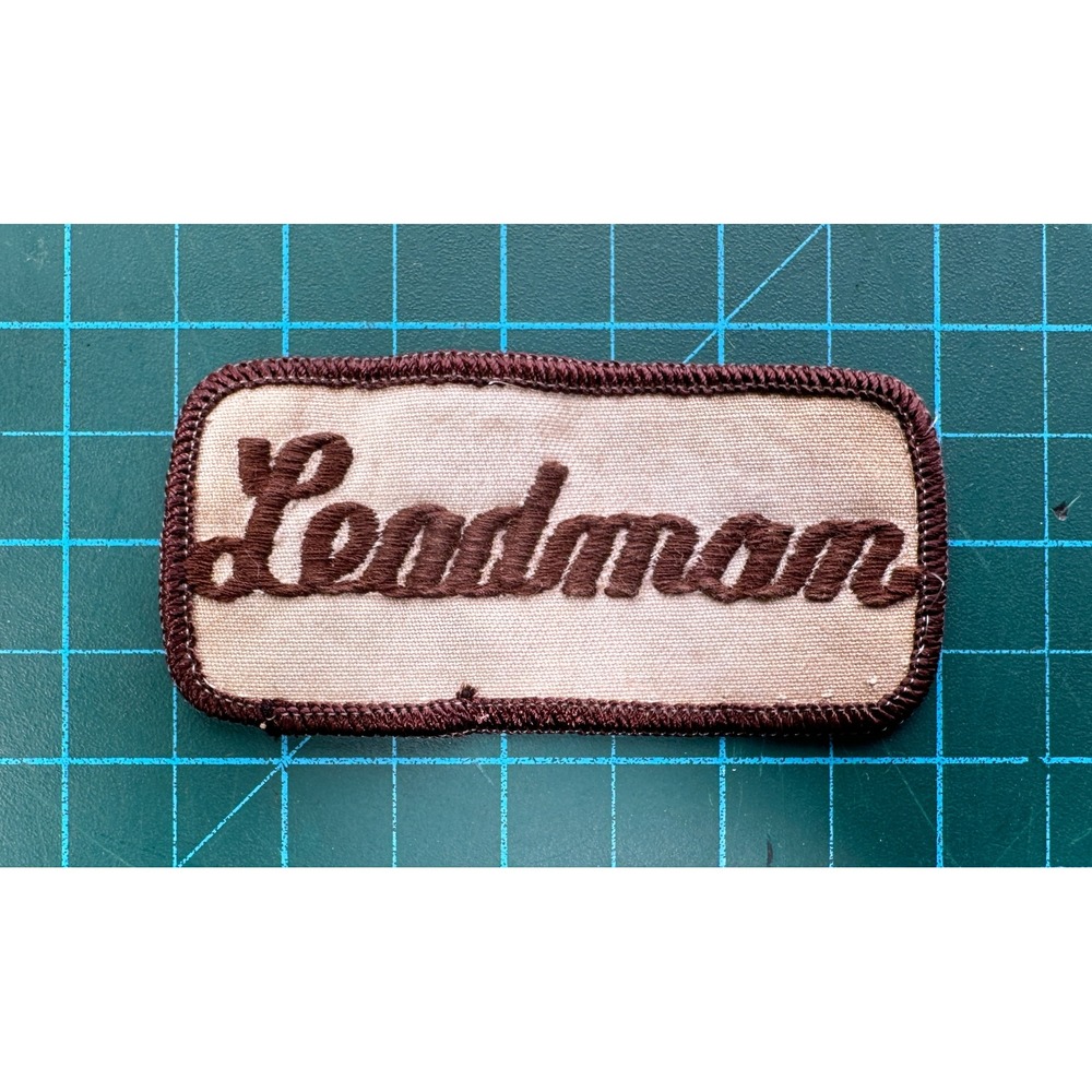 Vintage Leadman Embroidered Workwear Patch Brown Cream Sew On Uniform Accessory
